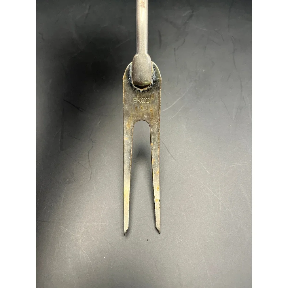 Vtg EKCO USA Meat Fork Carving Fork Two Prong Stainless Steel White 13